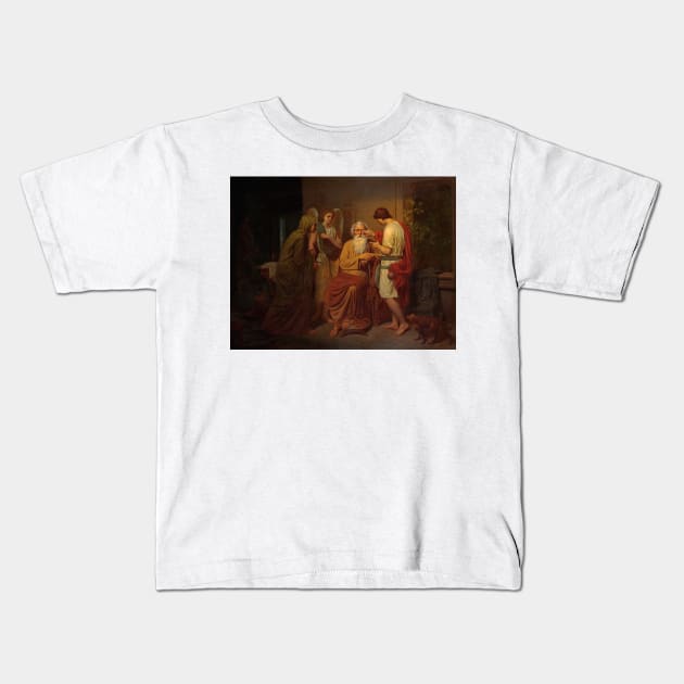 Tobias Healing His Blind Father's Eyes by August Malmstrom Kids T-Shirt by Classic Art Stall